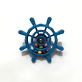 Close-up of parrot ship wheel toy with colorful rolling beads for stress relief - Round Head Blue (Colorful Beads)