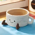 Plush coffee cup shaped cat bed house with a cute smiling face and woven interior - L / Cloud Coffee Cup Style / 45x26cm