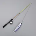 Retractable fishing rod style cat teaser toy with interactive plush catnip fish - White Fish Set