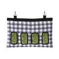 Black and white checkered 4-hole hay feeding bag for rabbits and guinea pigs - Navy Plaid L Size / 4 Holes