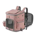 Pink expandable pet carrier backpack with large capacity for cats or small dogs L size - Expandable Style / Light Pink