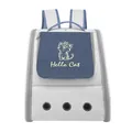 White and blue portable pet carrier backpack with Hello Cat design and air vents - Suitable for cats within 7.5kg / Blue