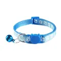 Verstelbare blauwe kattenhalsband met pootafdrukken en bel, unieke katvormige gesp - Kattenkop Gesp Stijl / Lichtblauw