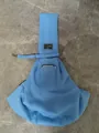 Light blue foldable pet sling carrier bag for cats and small dogs outdoor travel - Pure Cotton With Phone Pocket / Light Blue