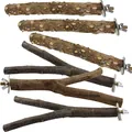 Set di trespoli per uccelli in legno naturale con rami dritti e a Y per pappagalli - Set da 6 Pezzi Stile 2 (20cm)