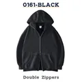 Zware zwarte oversized hoodie met een zeer uniek en functioneel dubbel ritsontwerp - S / Tops / Zwart