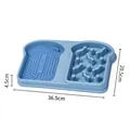 Comedero lento de silicona azul para mascotas forma pan de 36,5x20,5x4,5cm - Estilo acolchado / Azul