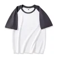 Premium men's 230g cotton raglan short sleeve t-shirt in white and charcoal grey - S / Tops / White & Charcoal Grey