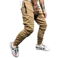 Professionelle Herren-Cargohose in Khaki mit mehreren Taschen und stilvollem Reißverschluss - M / Unterteile / Khaki