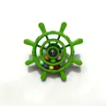 Green bird spinning ship wheel toy with colorful beads for parrots bird cage enrichment - Round Head Green (Colorful Beads)