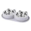 Cute frog-shaped double pet bowl with removable stainless steel inserts in lavender gray - Small (With Stainless Steel Bowl Gray) / S / Gray