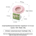 Bloemvormige keramische voerbak voor huisdieren met groene acryl standaard - Langzame Voerbak (Roze) + Acryl Standaard
