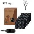 Eco-friendly black pet poop bags with bone patterns including a black dispenser 270 bags - 18 Rolls Black + Black Capsule Dispenser Set / 270 Bags / Black