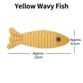 Giocattolo gatto pesce a onde in lino righe gialle 22x8.5cm - Stile pesce a onde / Giallo