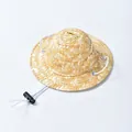 Miniature pet straw sun hat with adjustable white drawstring for small dogs and cats - Small (13cm) / Bulk Straw Hat