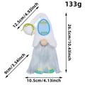 Handmade Easter plush gnome decoration with Happy Easter egg patch and dimensions shown - D2-4 Standing Doll White Hat Blue Egg