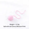Hand-knitted cherry blossom pink cat toy cotton rope ball with long tail for play - Tail Balloon / Sakura Pink