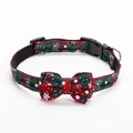 Christmas themed pet collar featuring snowflake patterns and red green plaid bow tie - S / 1.0 Width 18-32cm / Burgundy