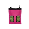 Durable pink hay feeder bag for rabbits and small pets featuring two feeding holes. - Rose Red S Size / 2 Holes
