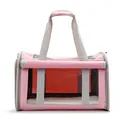 Portable pink foldable pet carrier bag with transparent window for cats and small dogs - 46*32*32 / Pink