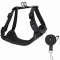 Breathable black cat harness and leash set for outdoor travel escape-proof design - M / Harness & Leash Set / Black
