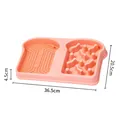 Comedero lento de silicona naranja en forma de pan con alfombra de lamer, 36,5 cm - Estilo acolchado / Rosa