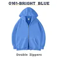 Zware helderblauwe oversized hoodie met vintage dubbele rits en een grote capuchon. - S / Tops / Blauw