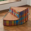 2-step pet stairs for small dogs with colorful plaid fleece and 29cm height - 2 Steps (Fan-shaped) / Diameter 45CM Height 29CM / Multi-color Plaid