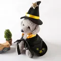 Halloween Zauberer Haustier Kostüm Set mit schwarzem Umhang und Sternenhut für Hunde - Stern Umhang Hut Set (20230307lbpf)