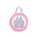 Portable pink pet poop bag dispenser with purple paw print design for dog walking - Paw Print Style / Sakura Pink