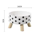 Polka dot ceramic pet bowl with an elevated wooden stand for cats and dogs (14x9cm) - Polka Dot Style / Color Box Packaging