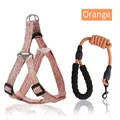 Orange braided dog harness and leash set with padded handle - XL (Suitable For 22.5-30kg Pets) / Orange