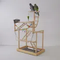 Gran soporte de madera para loros con escaleras de escalada y columpios - Gimnasio de Escalada de Madera Natural Grande (M064)