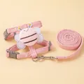 Harnais et laisse en velours côtelé rose pour animaux avec abeille - Rose (1,2m)