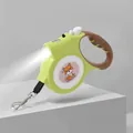 Durable green 5m retractable pet leash with built-in LED light for small dog walking - 5M / Green