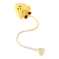 Cute yellow mushroom plush cat toy with a long braided S-shaped rope tail for teething - Cheese
