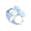 Adjustable light blue small dog harness vest featuring a plush bow and embroidery detail - Blue / S