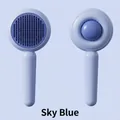 Sky blue self-cleaning pet brush for cats and dogs with one-click hair removal - Bag Packaging / Blue