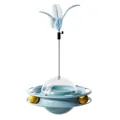 Light blue interactive cat wobbler treat dispenser toy with spring and blue feather - Blue