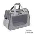 Large grey breathable pet carrier bag for cats and dogs with mesh windows, 52x35x28cm - Size L (QS-008-L) / Without Trolley / Light Gray