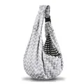 Gray zigzag pet sling carrier with adjustable buckle and checkered lining interior detail - Wave Grey Adjustable Buckle Bag