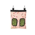 Pink cherry pattern small pet hay feeder bag with two holes for rabbits and guinea pigs - Pink Cherry S Size / 2 Holes
