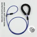 Detail of durable blue steel wire dog leash with comfortable foam handle - Foam Handle P-Rope (Single Buckle) / Thickness 5mm * Length 70cm / Blue