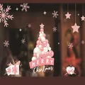 Pegatinas estáticas de árbol de Navidad con globos rosas y estrellas brillantes. - Árbol de Bolas Rosa (HL058)
