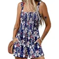 Detalle del cuerpo fruncido y el estampado floral de este pelele veraniego informal. - Patrón 8