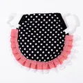 Polka dot chicken saddle hen apron with red checkered ruffle trim and white lace detail - One Size / Black White Polka Dot Print