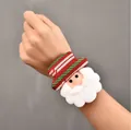 Festive LED Christmas slap bracelet with plush Santa Claus charm for holiday parties - Non-glowing Santa (T1-25) / Sequin