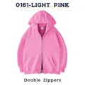 Zware lichtroze oversized hoodie met dubbele ritssluiting voor een sportieve look - S / Tops / Roze