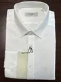 Professional solid white long-sleeve cotton dress shirt for men, business workwear style - 38 / Tops / White
