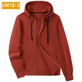 Casual men's zip-up fleece hooded sweatshirt in a solid terracotta red color finish - 3XL / Tops / Rose Red
